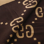 Gucci GG Jacket Wool Silk Fringe Scarf Brown — view 5