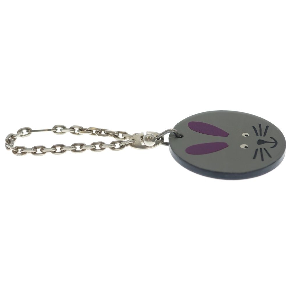 Hermes Rabbit Motif Bag Charm Leather Gray — view 4