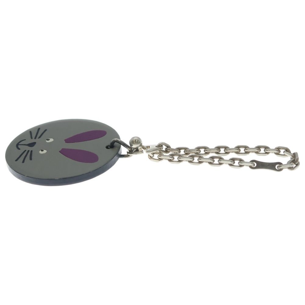 Hermes Rabbit Motif Bag Charm Leather Gray — view 3