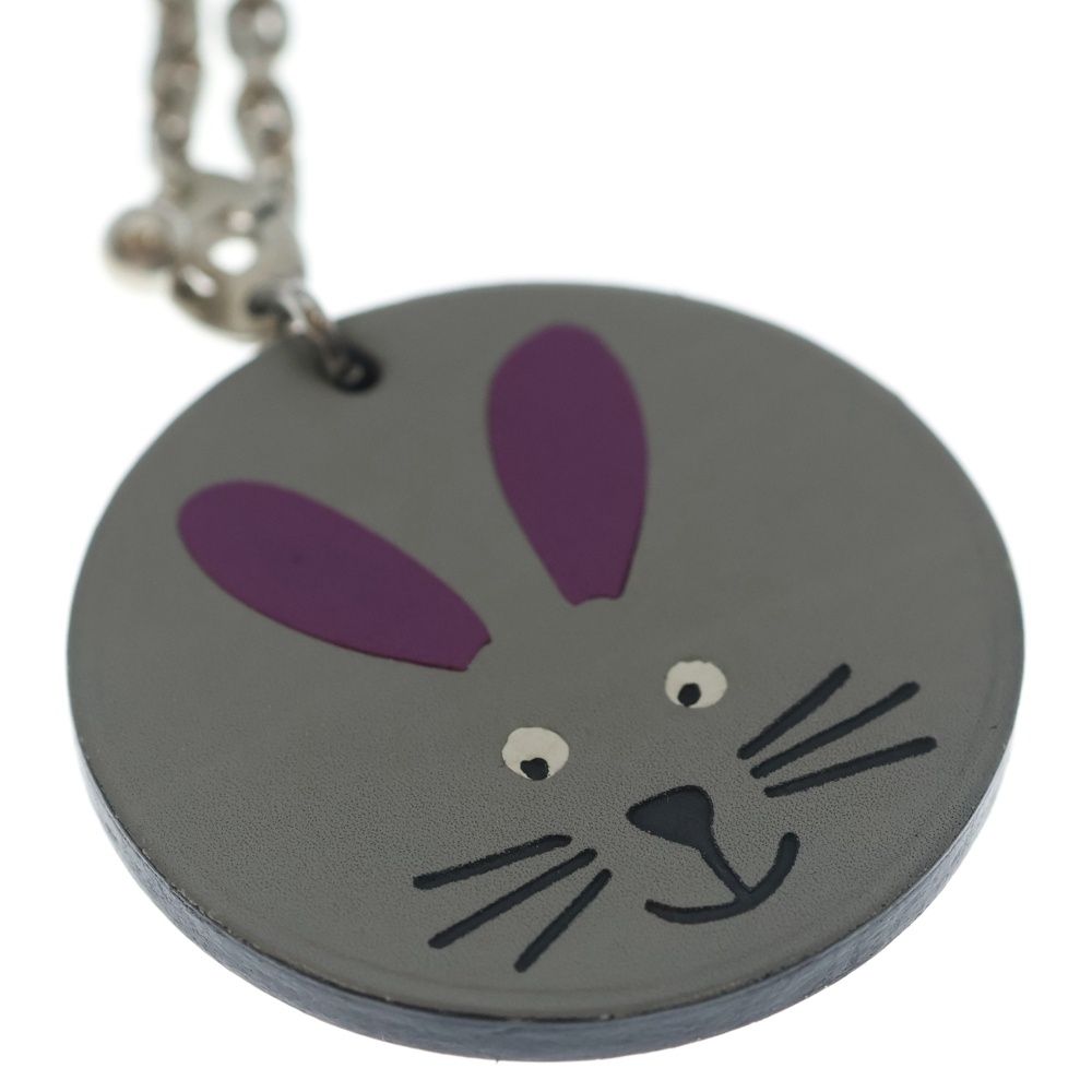 Hermes Rabbit Motif Bag Charm Leather Gray — view 5