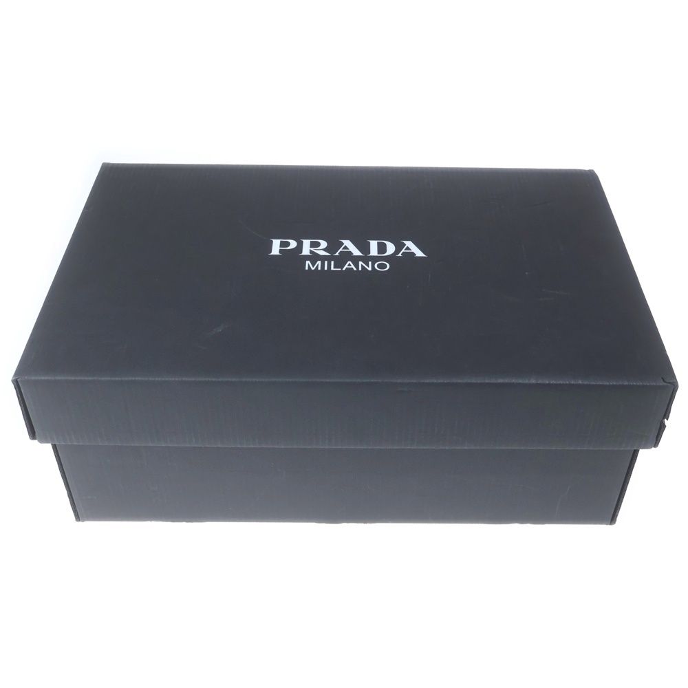 Prada Triangle Logo Leather Low Cut Sneakers White — view 6