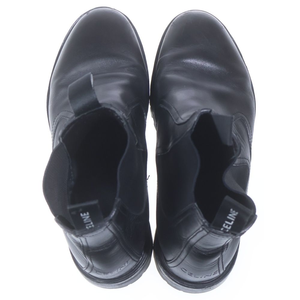 Celine Margaret Chelsea Side Gore Bib Lambskin Sole Ankle Boots Black Leather — view 4