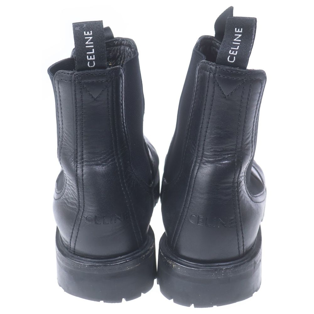 Celine Margaret Chelsea Side Gore Bib Lambskin Sole Ankle Boots Black Leather — view 3