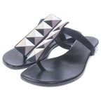 Hermes Flat Leather Open Sandals Black — view 2