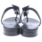 Hermes Flat Leather Open Sandals Black — view 3