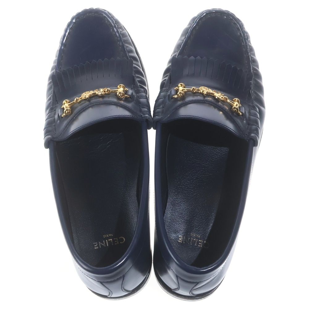 Celine Luco Fringe Loafers Navy — view 4