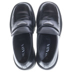 Prada Triangle Plate Logo Brushed Leather Loafers Black — view 4