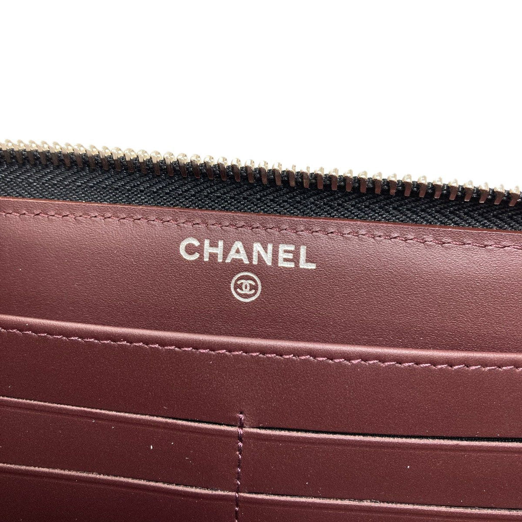 Chanel Quilted CC Logo Silver Wallet Gray Calfskin — view 6