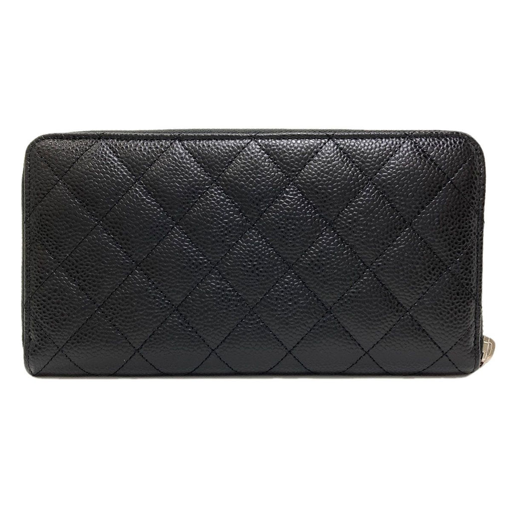 Chanel Quilted CC Logo Silver Wallet Gray Calfskin — view 2