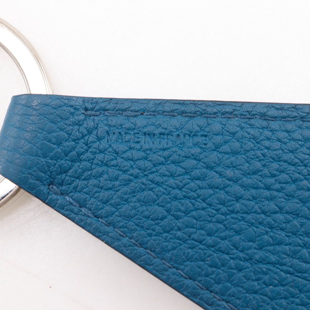 Hermes Porte Cles Tab Key Ring Togo Blue Key Holder — view 4
