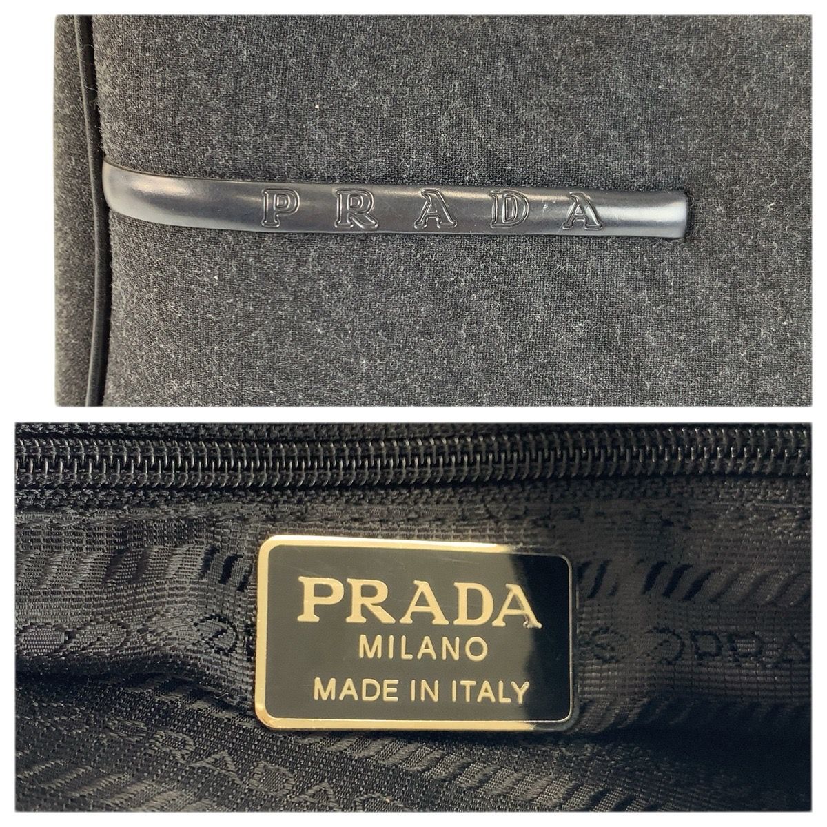 Prada Sports Gray Black Wool Nylon Handbag — view 3