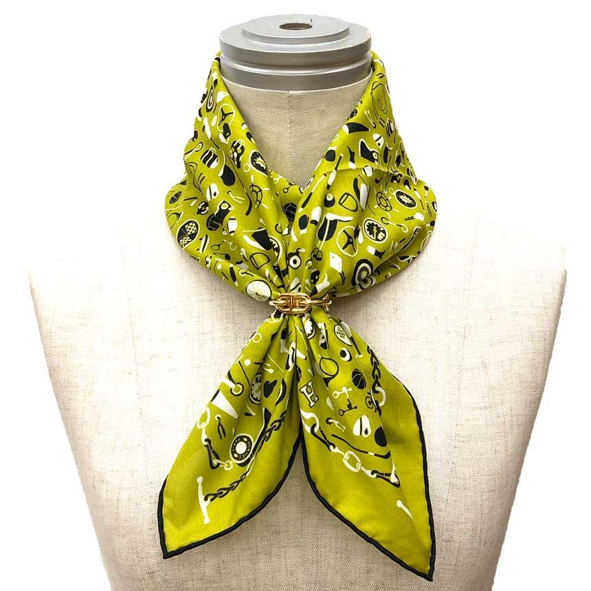 Hermes Bandana Carre 55 Sports en Vrac Cotton Khaki New Vintage Scarf — view 2