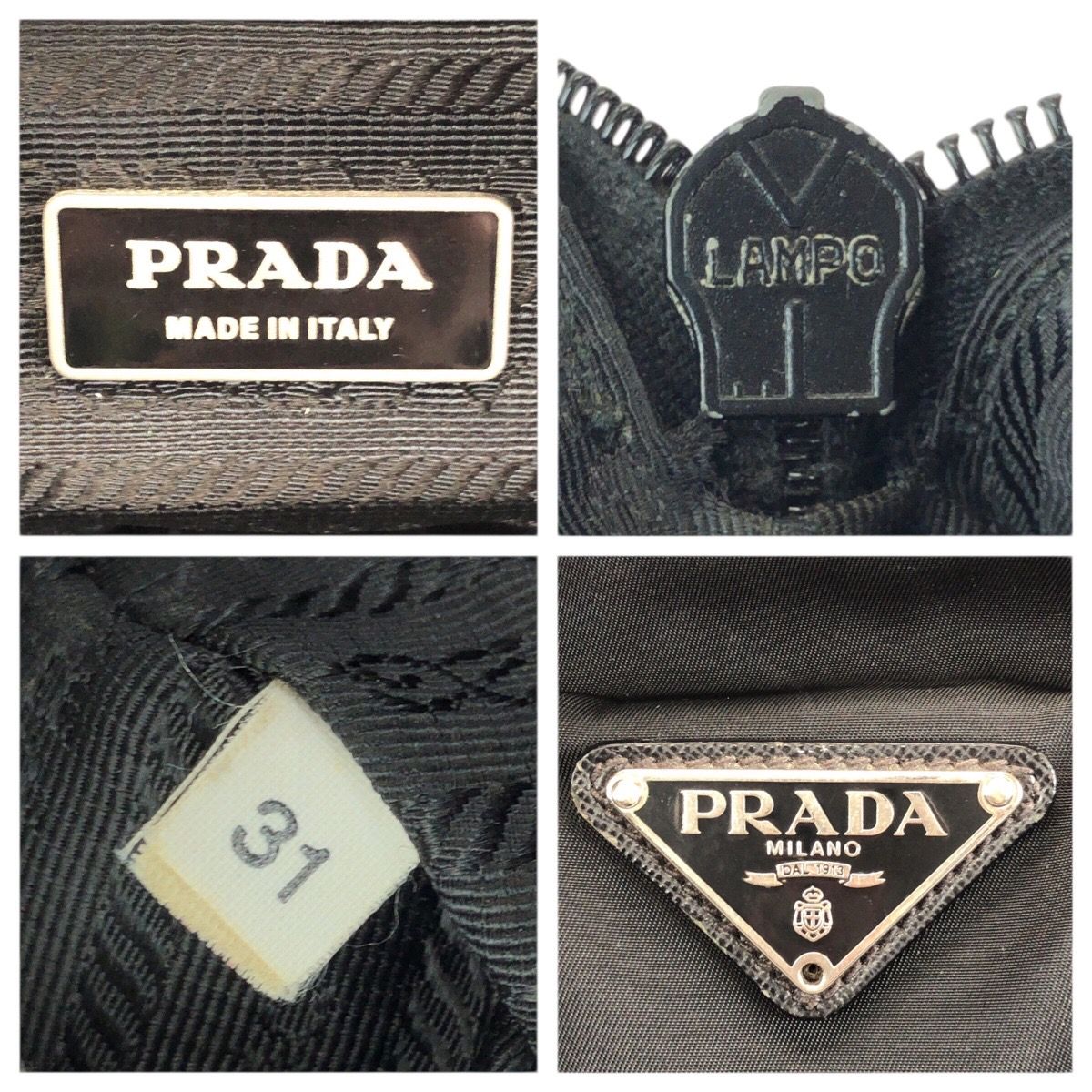 Prada Tessuto Saffiano Black Silver Nylon Leather Business Tote — view 4