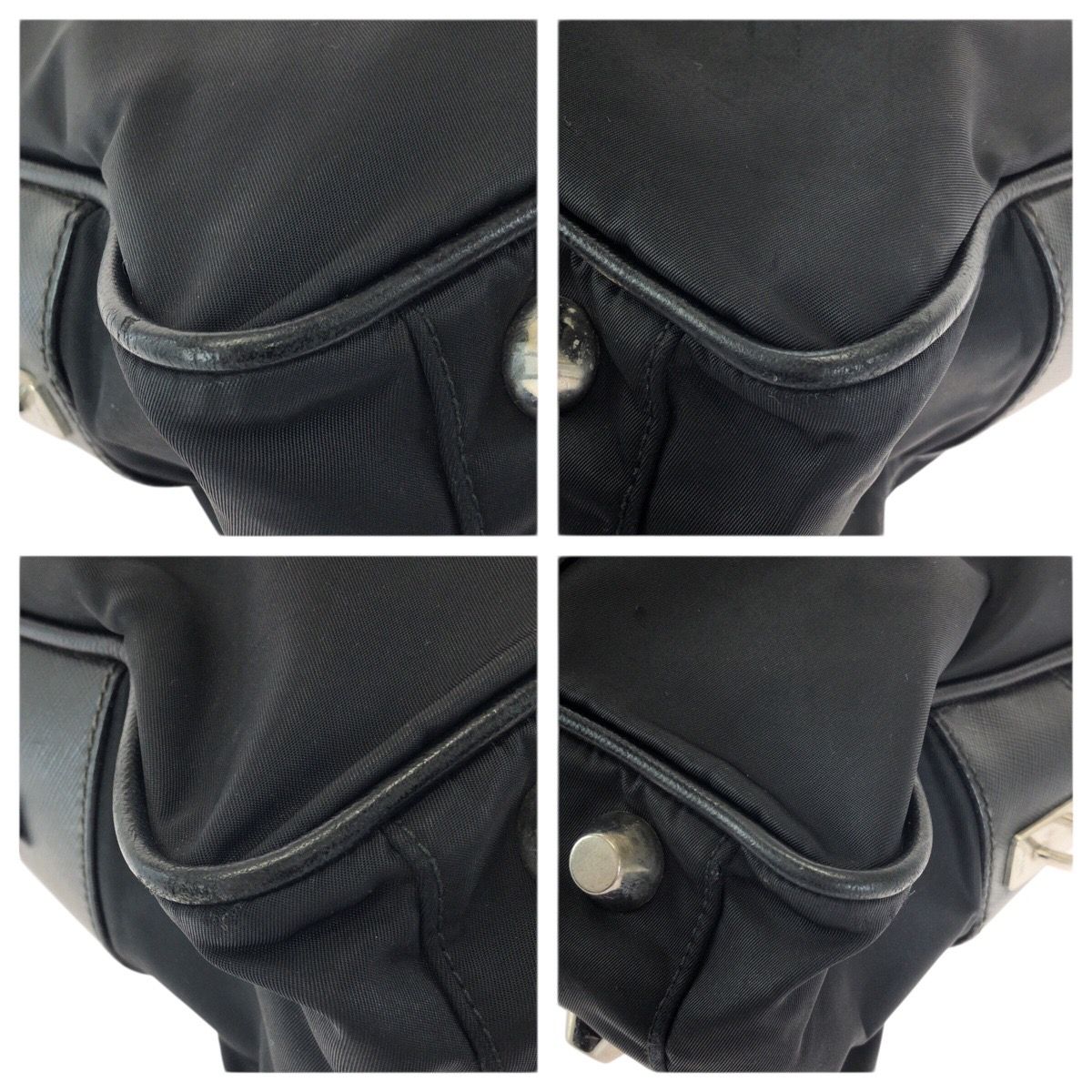 Prada Tessuto Saffiano Black Silver Nylon Leather Business Tote — view 3
