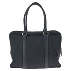 Prada Tessuto Saffiano Black Silver Nylon Leather Business Tote — view 2