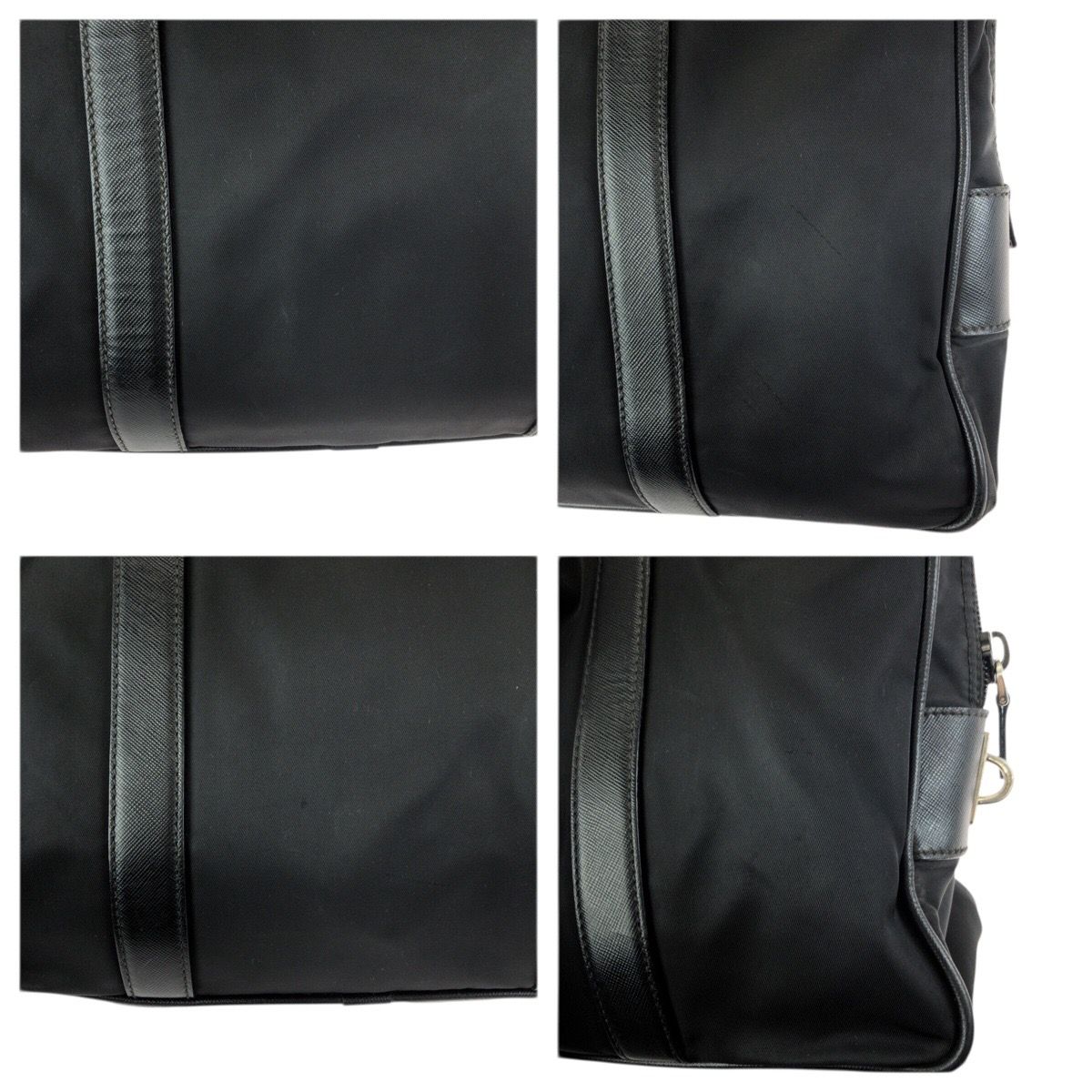 Prada Tessuto Saffiano Black Silver Nylon Leather Business Tote — view 5