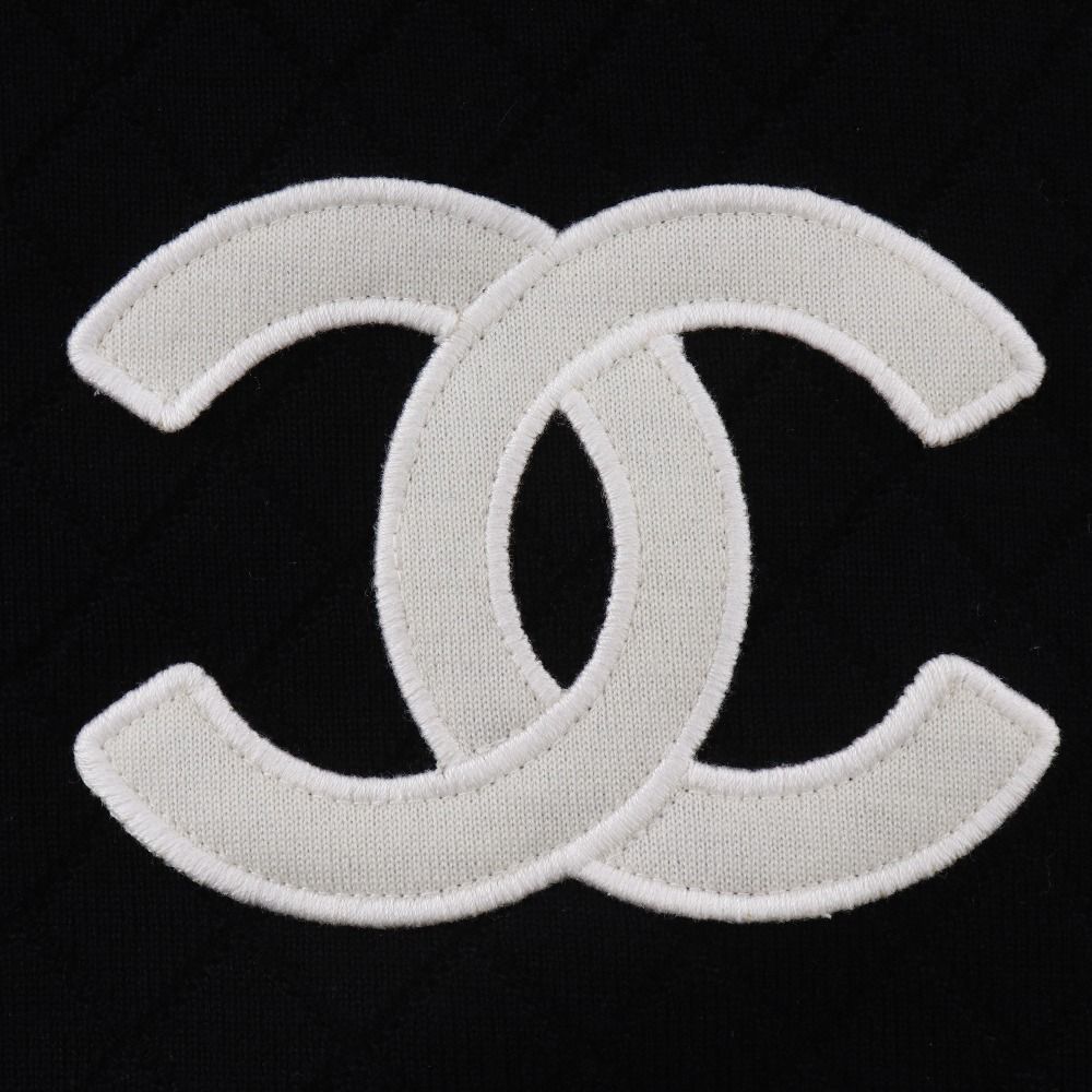 Chanel Cambon Line Wool Black Scarf — view 6