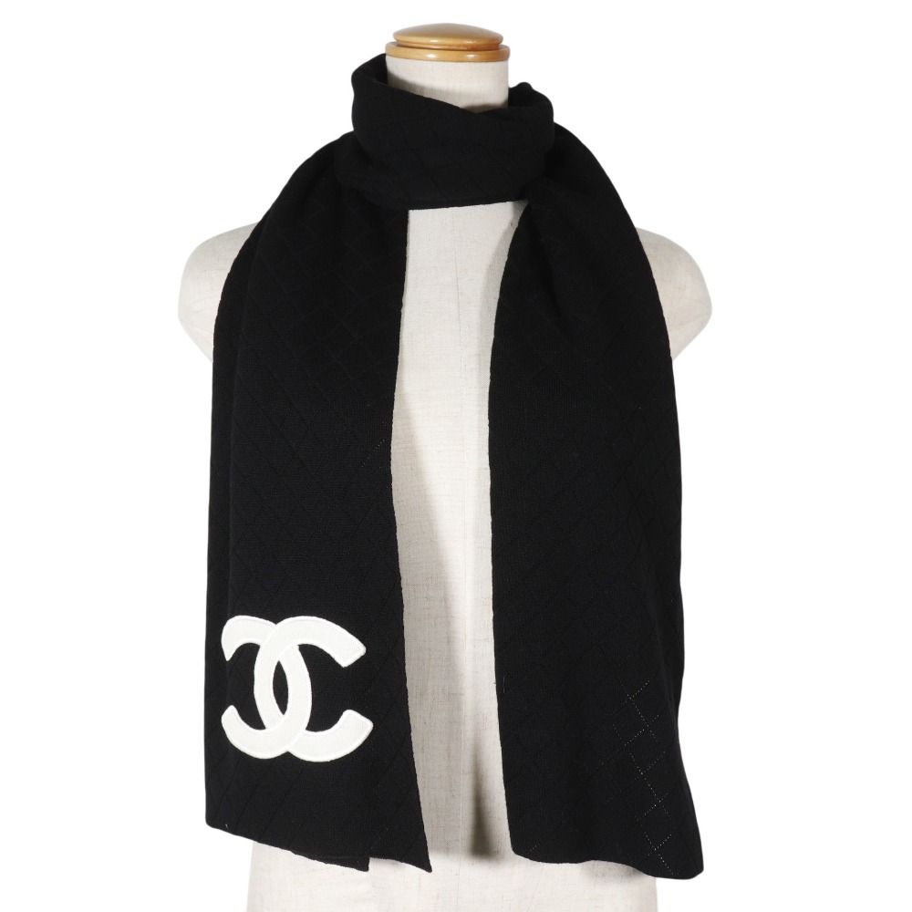 Chanel Cambon Line Wool Black Scarf — view 2