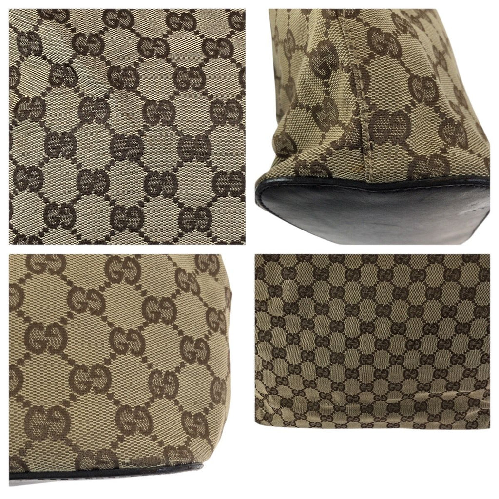 Gucci Beige Dark Brown GG Canvas Leather Shoulder Bag — view 6