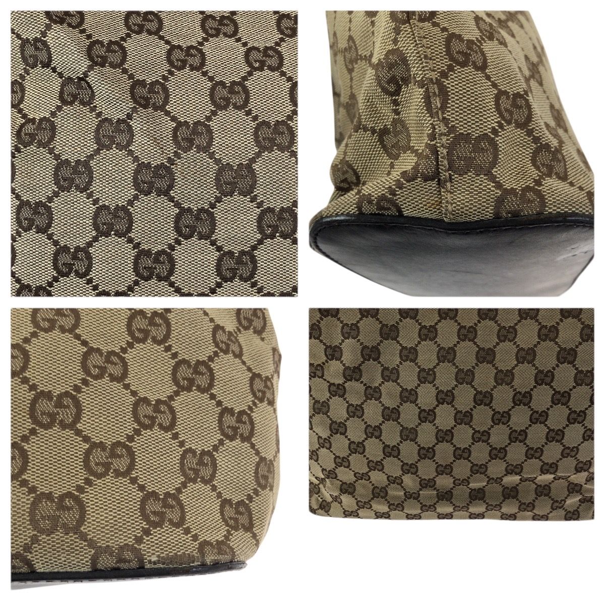 Gucci Beige Dark Brown GG Canvas Leather Shoulder Bag — view 6