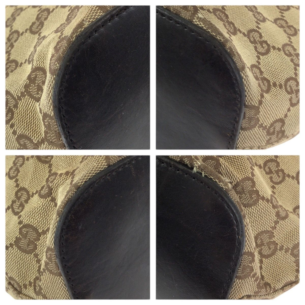 Gucci Beige Dark Brown GG Canvas Leather Shoulder Bag — view 3