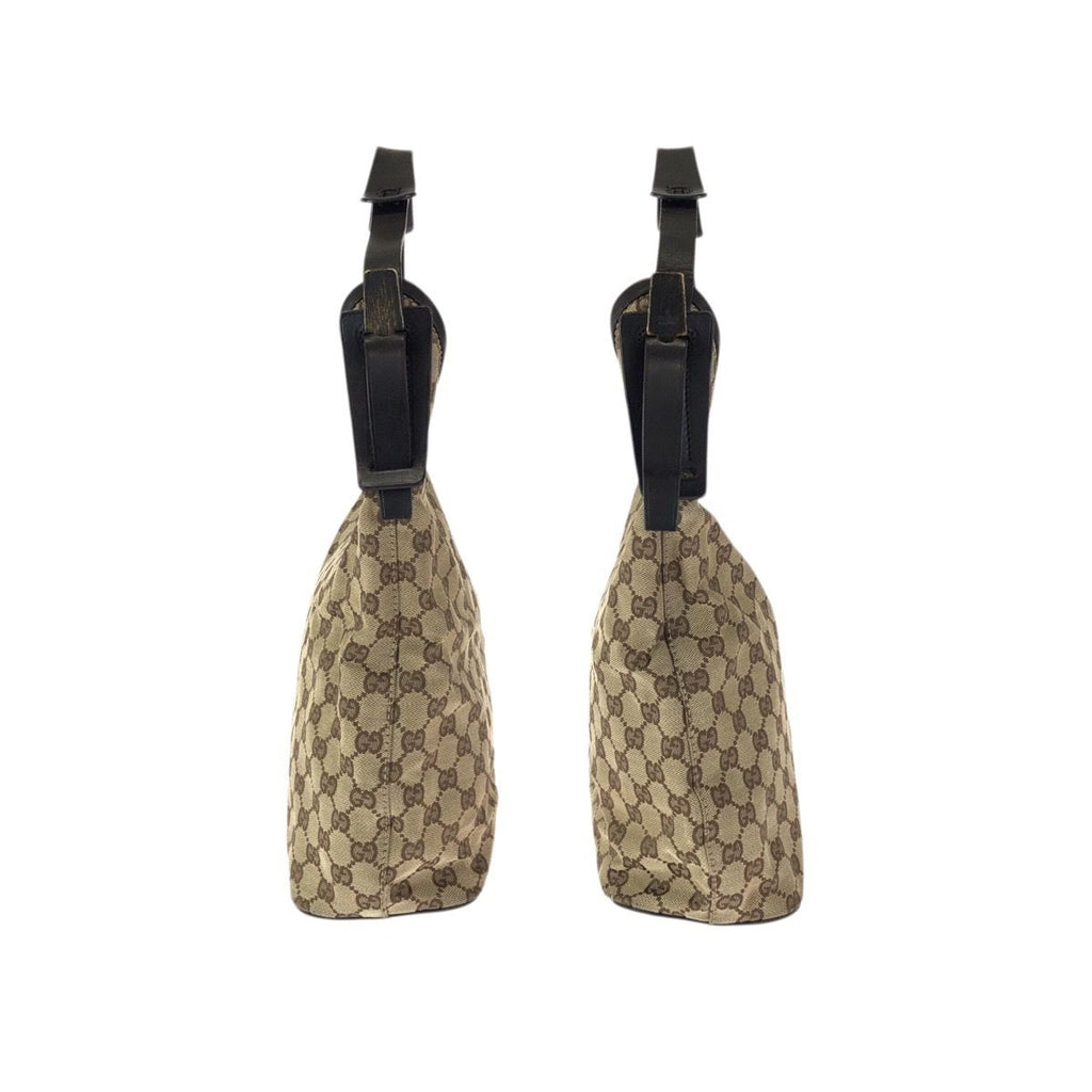 Gucci Beige Dark Brown GG Canvas Leather Shoulder Bag — view 8