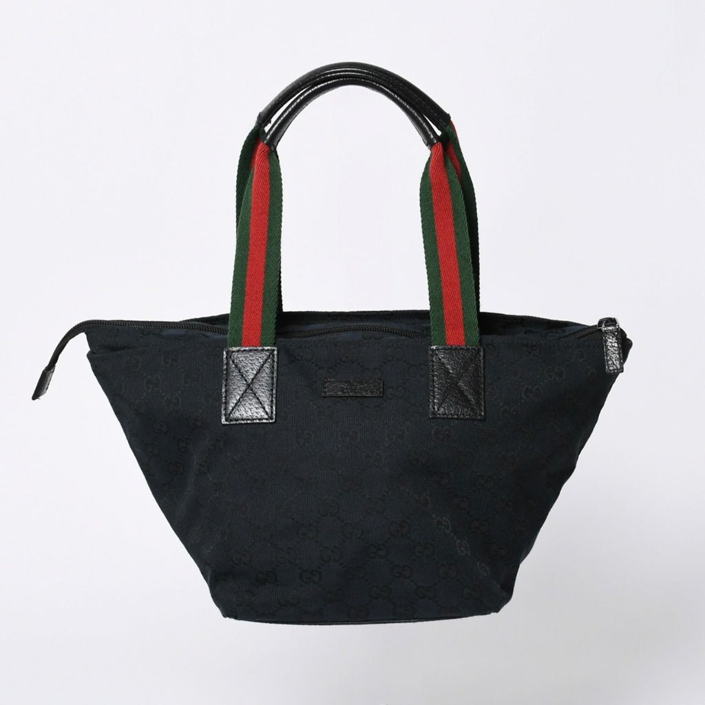 Gucci Handbag Sherry Line GG Canvas Silver Navy