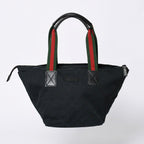 Gucci Handbag Sherry Line GG Canvas Silver Navy