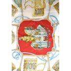 Hermes Carre 90 les Muserolles Nose Leather 100% Navy White Scarf — view 4