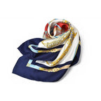 Hermes Carre 90 les Muserolles Nose Leather 100% Navy White Scarf — view 2