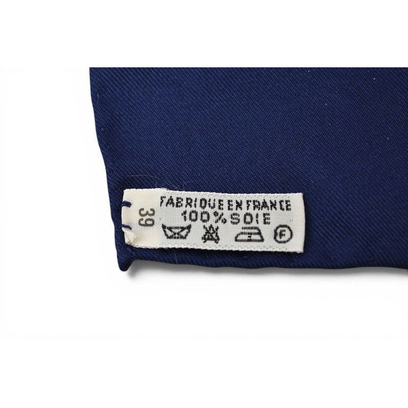 Hermes Carre 90 les Muserolles Nose Leather 100% Navy White Scarf — view 3
