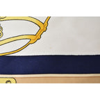 Hermes Carre 90 les Muserolles Nose Leather 100% Navy White Scarf — view 5