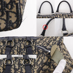 Dior Mini Boston Trotter Vintage Canvas Navy Handbag — view 9