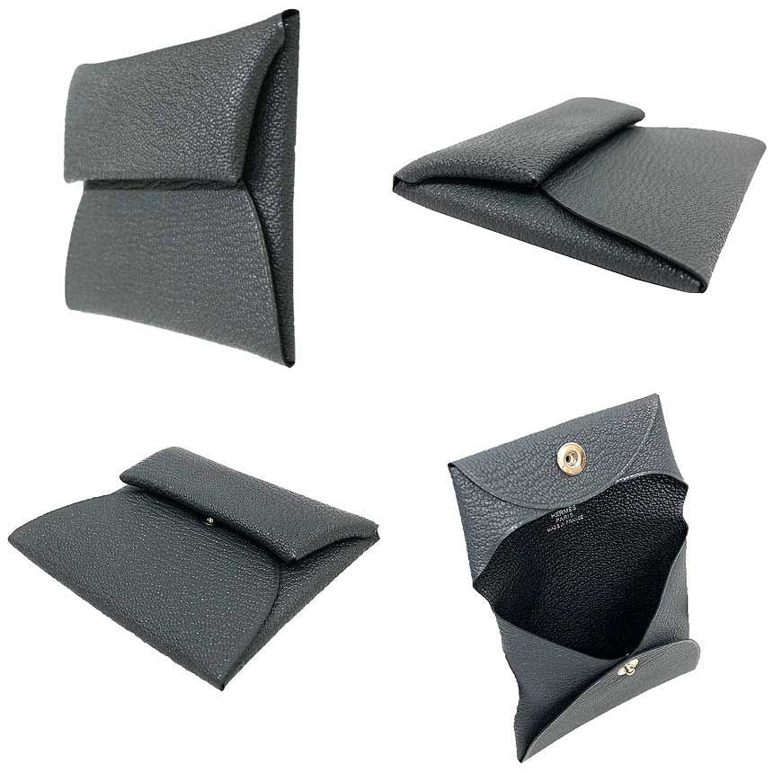 Hermes Bastia Verso Coin Purse Gray Misty Noir Bicolor — view 2