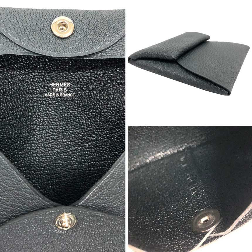 Hermes Bastia Verso Coin Purse Gray Misty Noir Bicolor — view 3