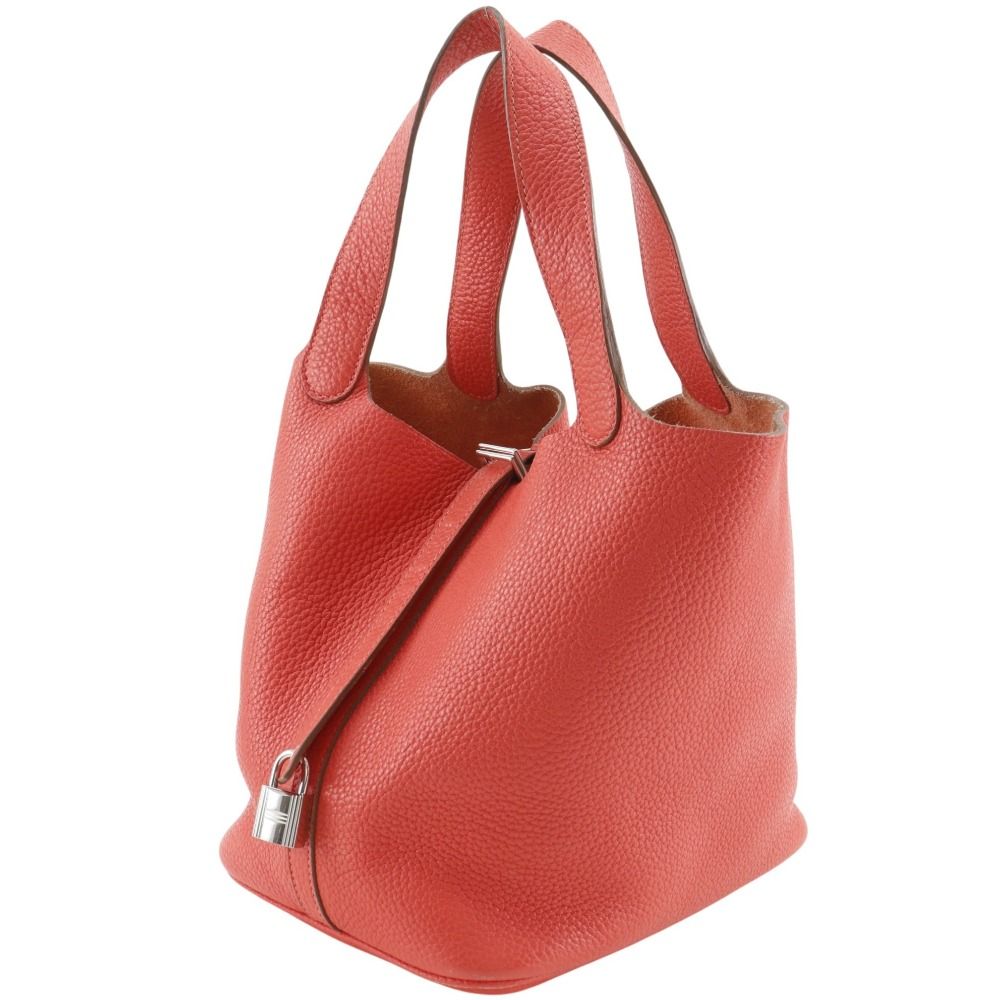 Hermes Picotin Lock 22 M Taurillon Clemence Red Handbag — view 2