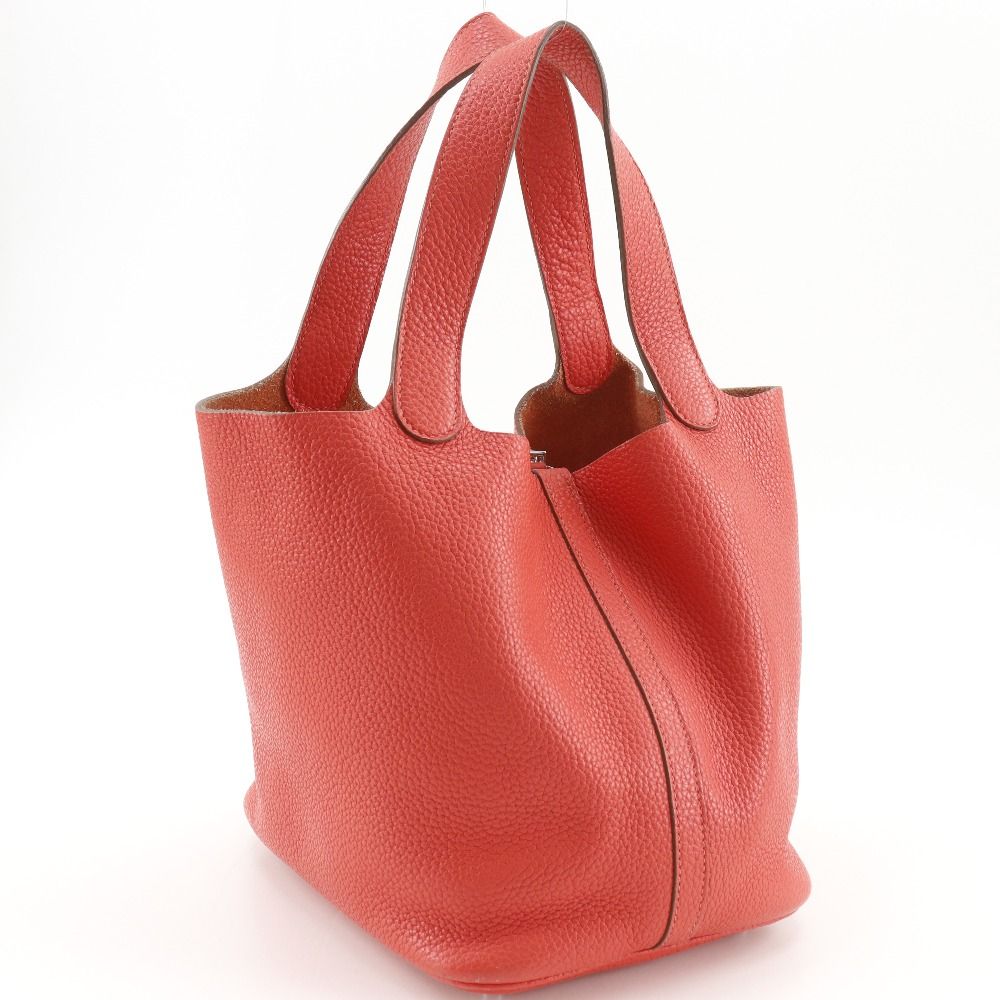 Hermes Picotin Lock 22 M Taurillon Clemence Red Handbag — view 3