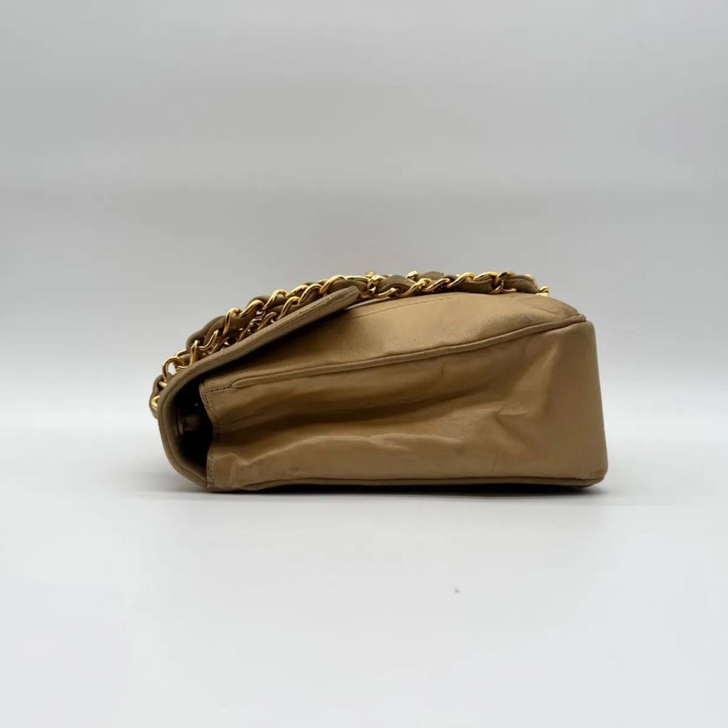 Chanel Shoulder Bag Mademoiselle CC Logo Leather Beige Lambskin Chain — view 4