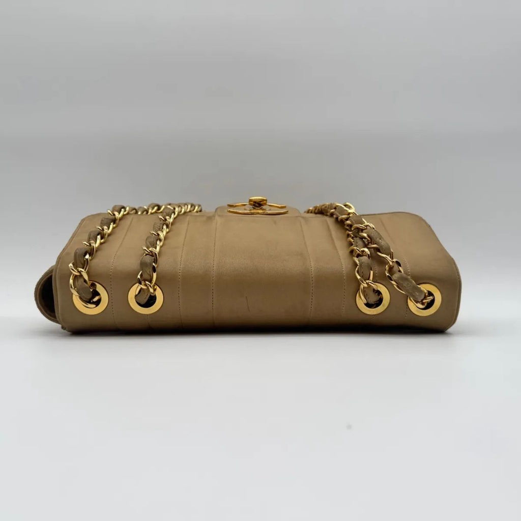 Chanel Shoulder Bag Mademoiselle CC Logo Leather Beige Lambskin Chain — view 5
