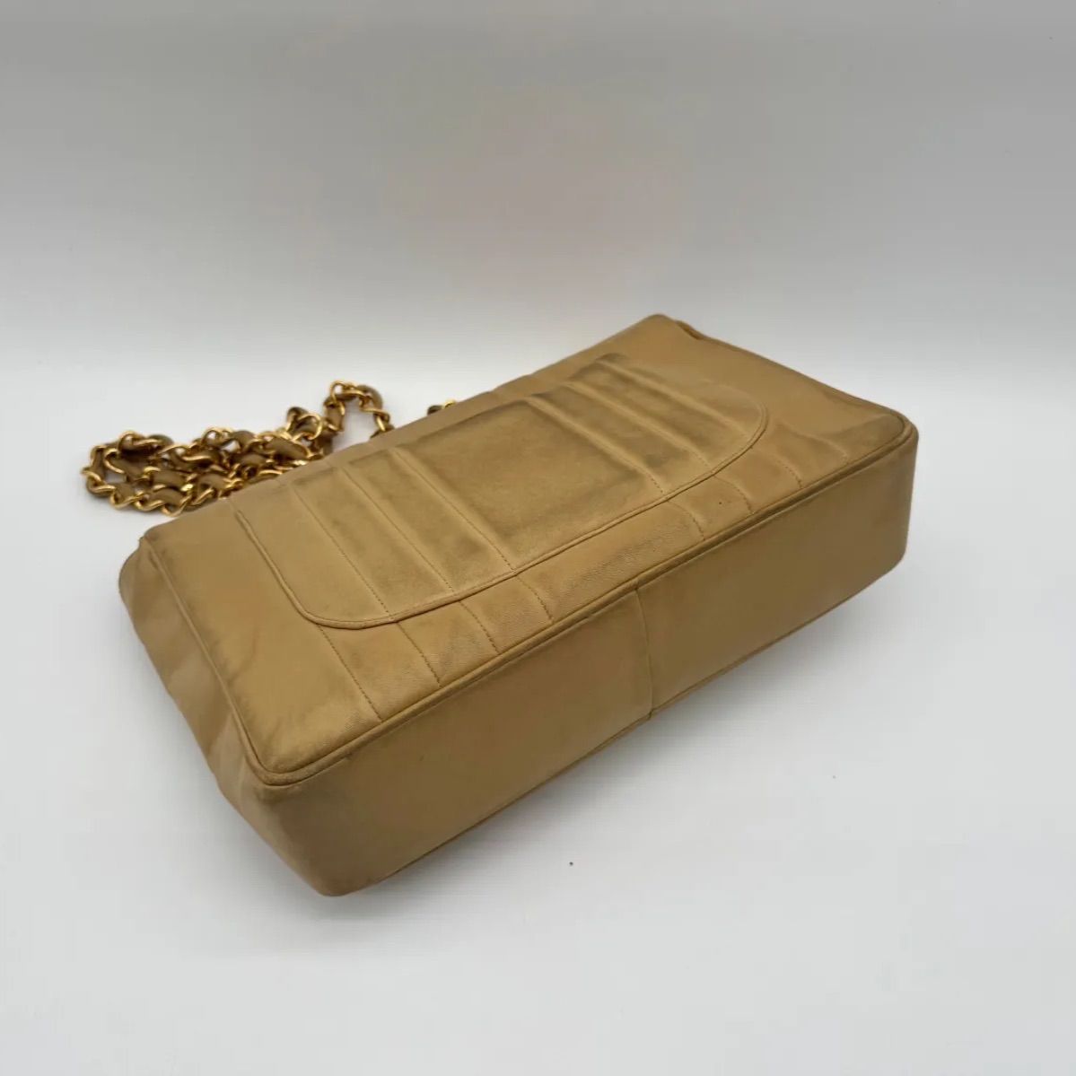 Chanel Shoulder Bag Mademoiselle CC Logo Leather Beige Lambskin Chain — view 7