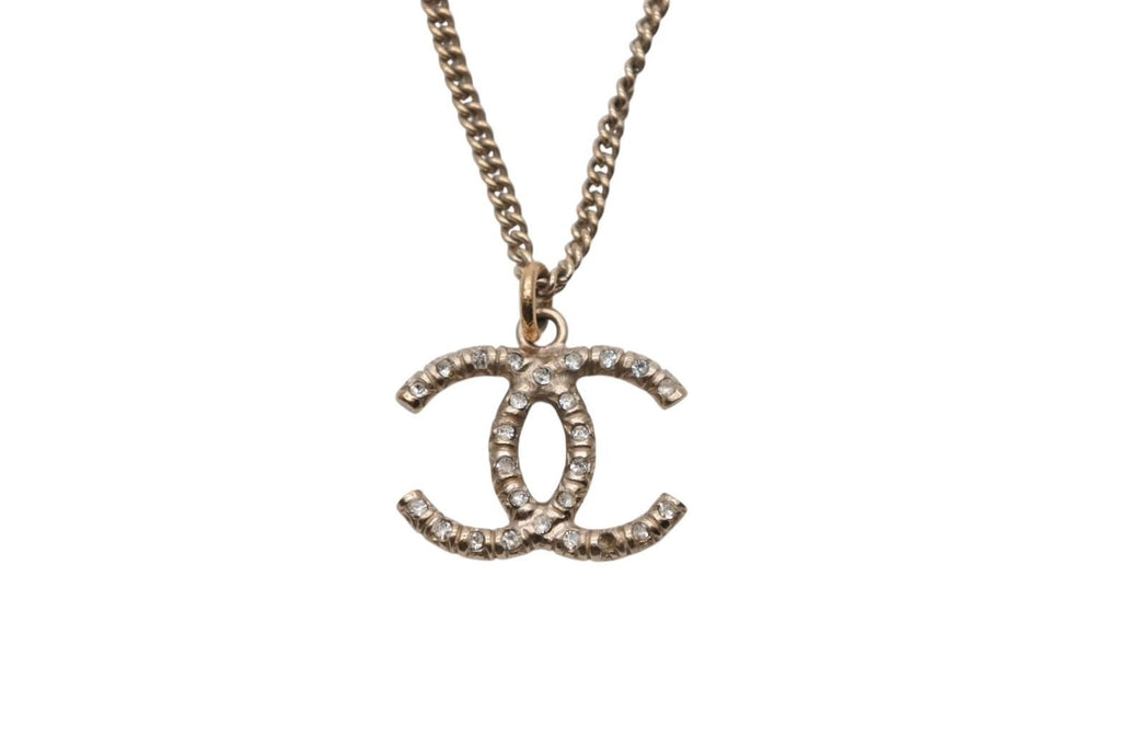 Chanel CC Logo Necklace Rhinestone Gold 08c — view 2
