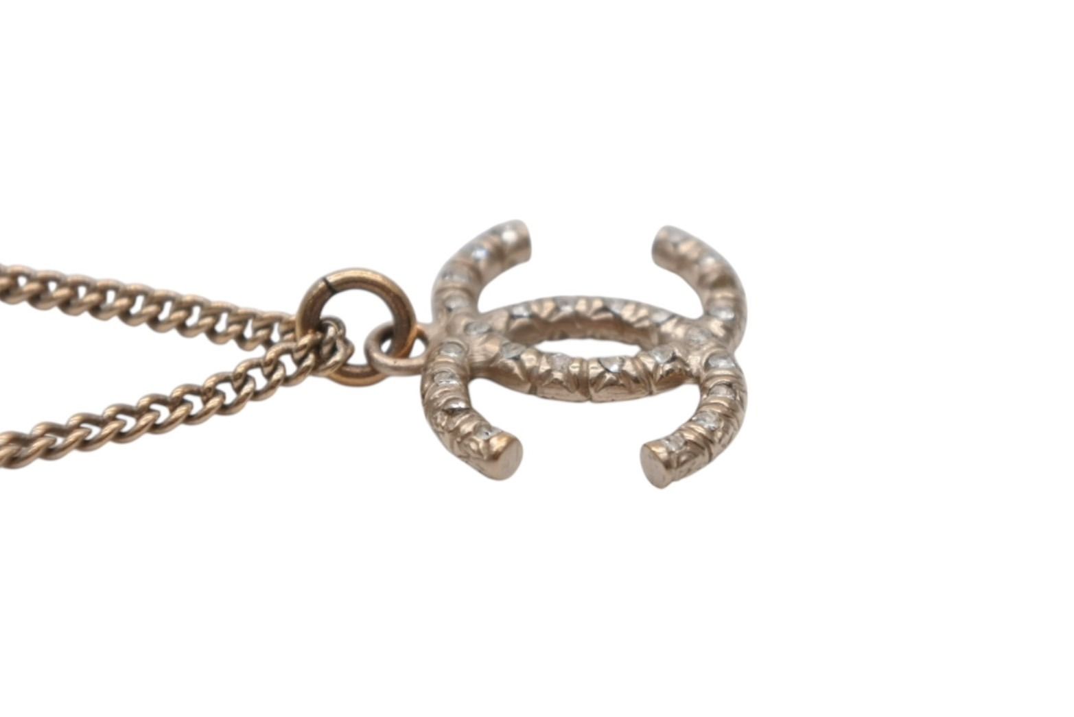 Chanel CC Logo Necklace Rhinestone Gold 08c — view 5