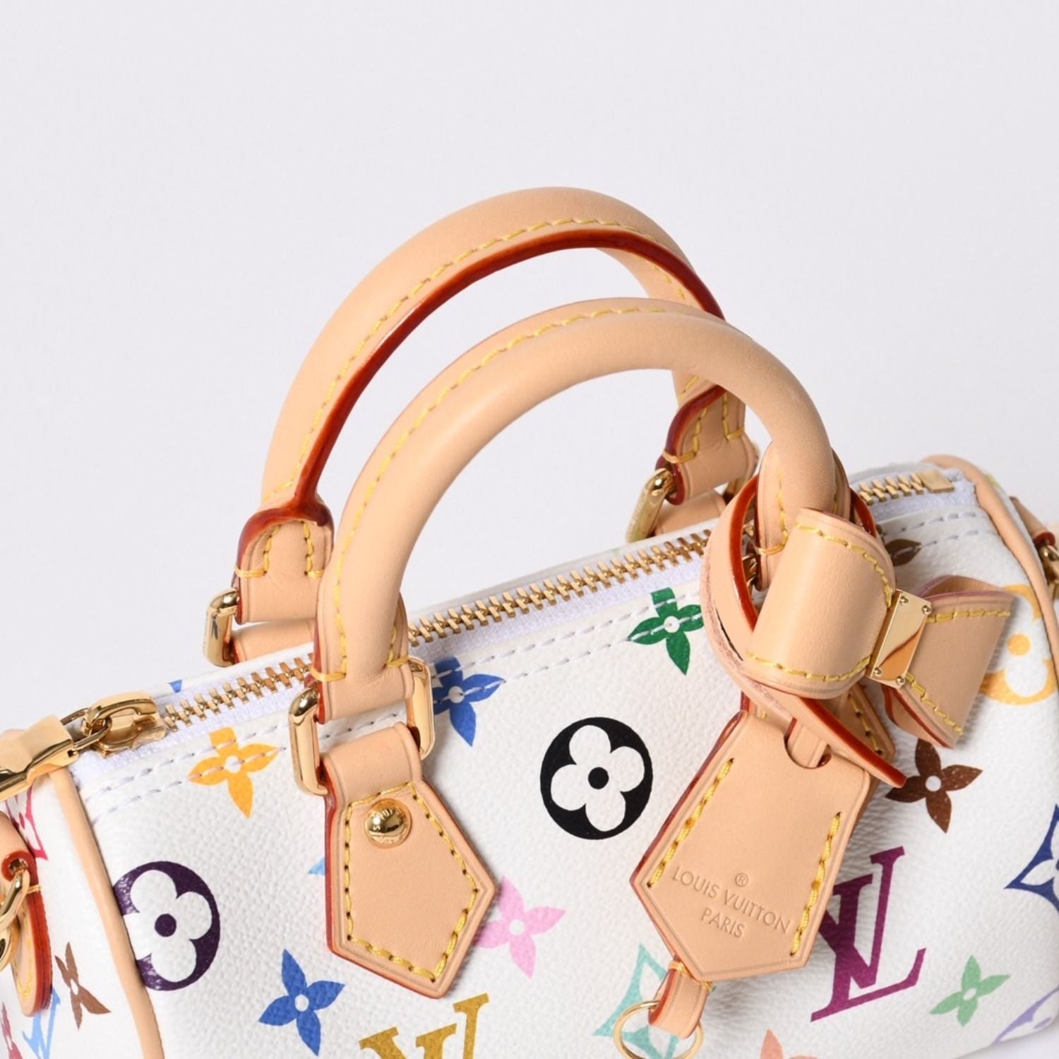 Louis Vuitton Nano Speedy Handbag Monogram Multicolor White Takashi Murakami — view 4