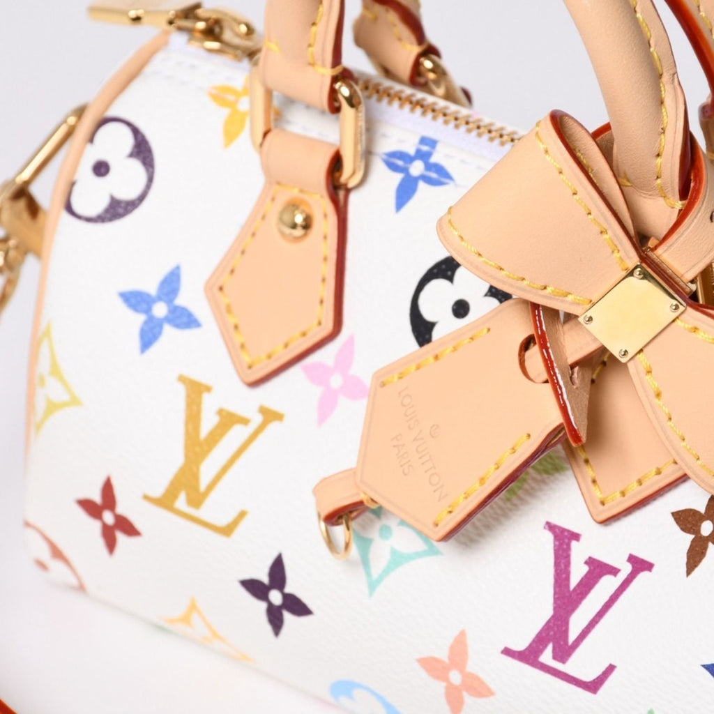Louis Vuitton Nano Speedy Handbag Monogram Multicolor White Takashi Murakami — view 5