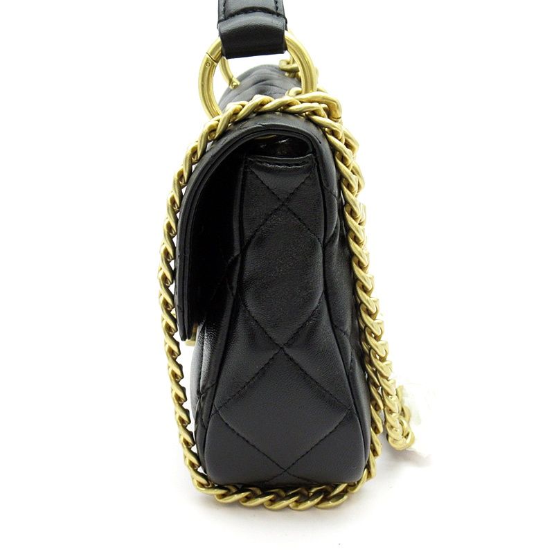 Chanel Quilted Top Handle Flap Bag Lambskin Handbag Black — view 3