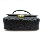 Chanel Quilted Top Handle Flap Bag Lambskin Handbag Black — view 6