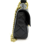 Chanel Quilted Top Handle Flap Bag Lambskin Handbag Black — view 5