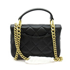 Chanel Quilted Top Handle Flap Bag Lambskin Handbag Black — view 4