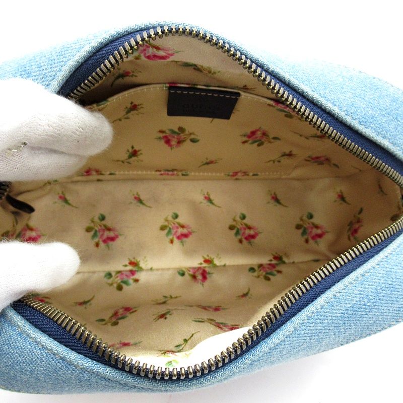 Gucci GG Marmont Quilted Small Camera Bag Denim Leather Blue — view 7