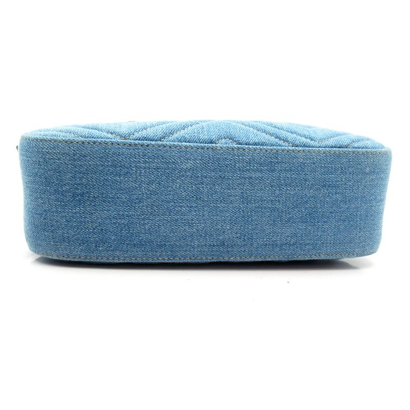 Gucci GG Marmont Quilted Small Camera Bag Denim Leather Blue — view 6